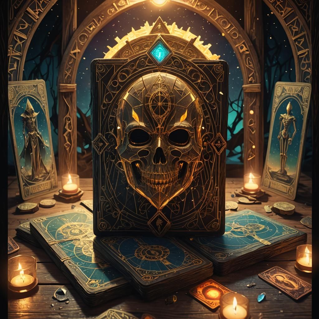 Mystical Tarot Cards in Low-Poly Art