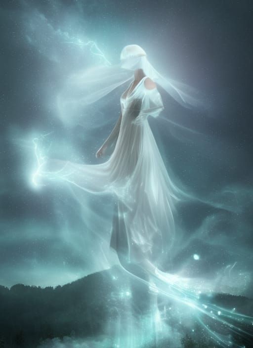 Ethereal Magic Man in Misty Fantasy Landscape