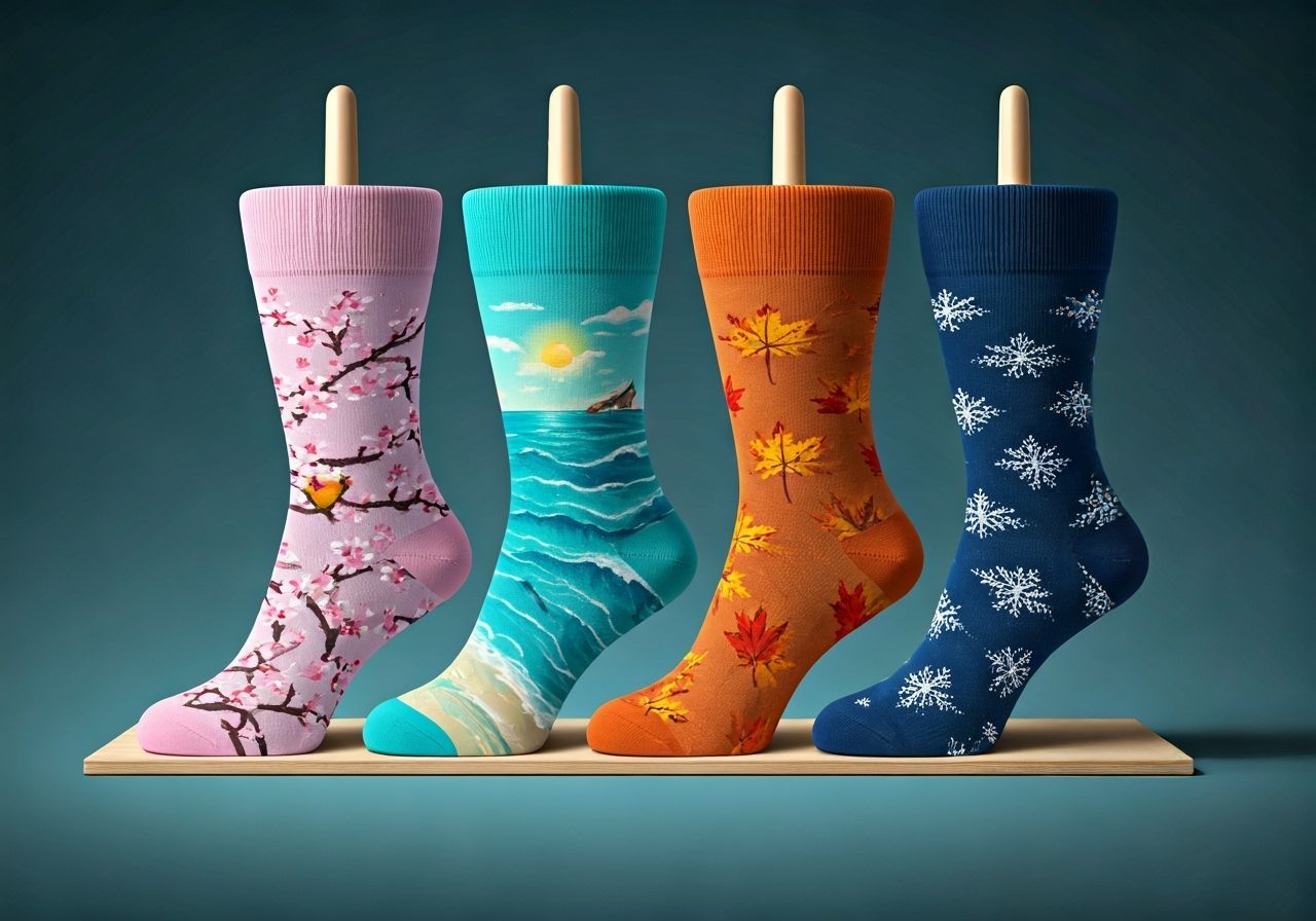 Four Seasons Socks Product Photo in 8k