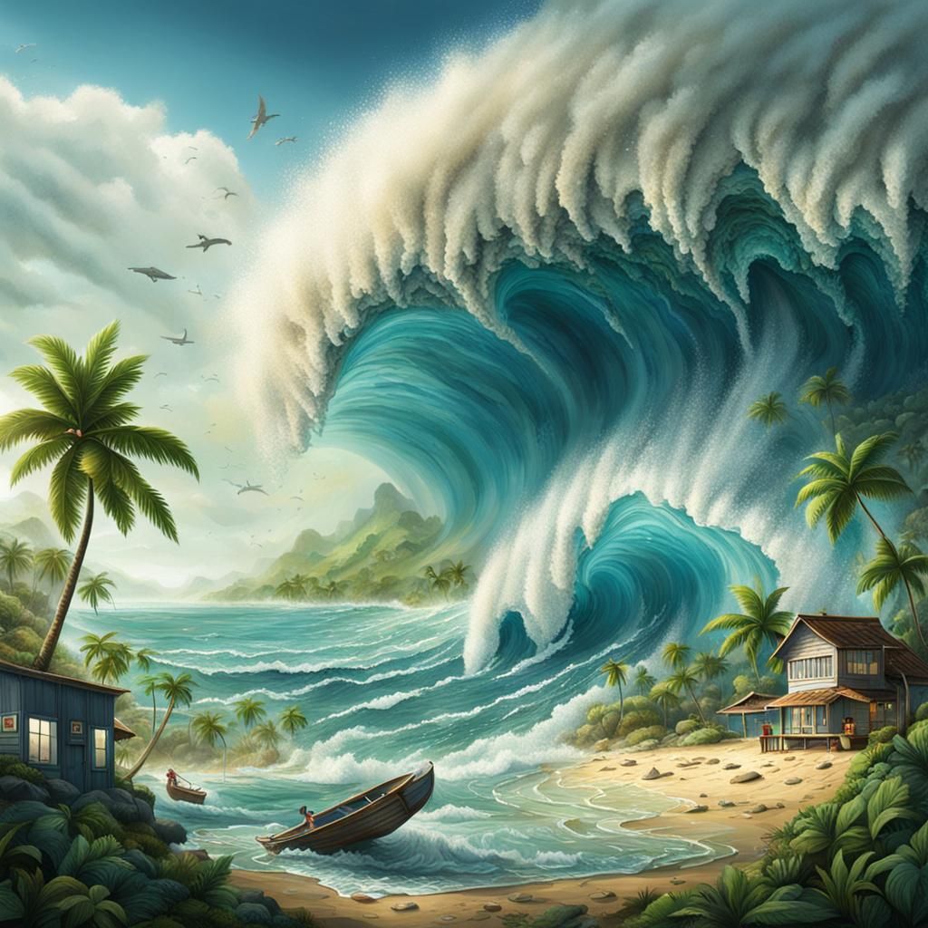 Tsunami Devastates Tropical Island: A Powerful Image