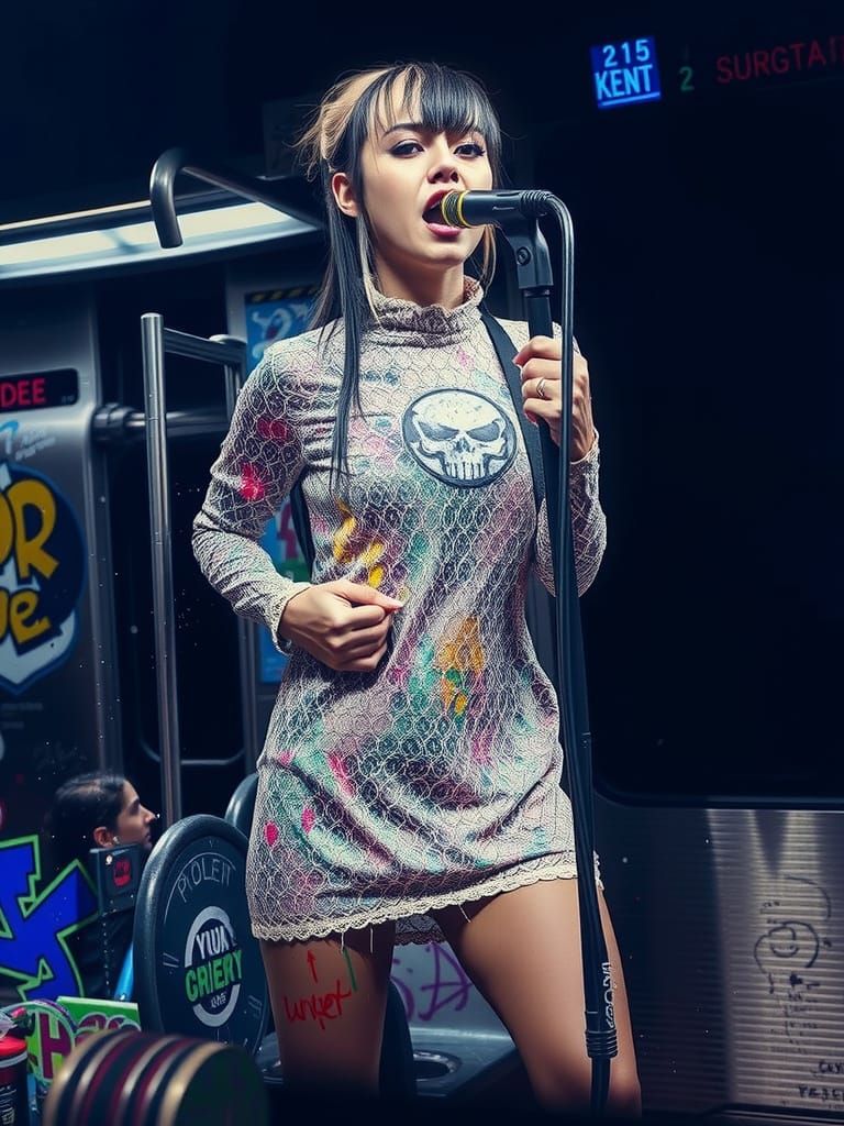 Hayley Williams in Dystopian Subway: Neon Realism Portrait