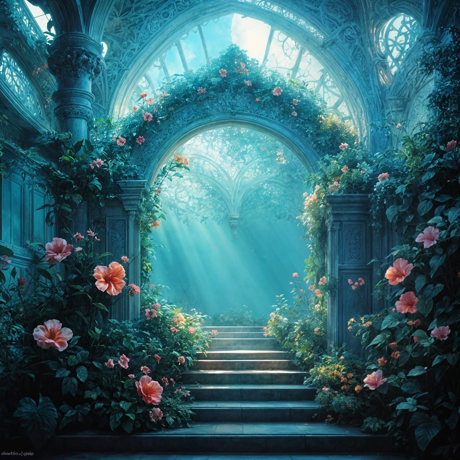 Hibiscus Flowers in Digital Watercolor Illustration