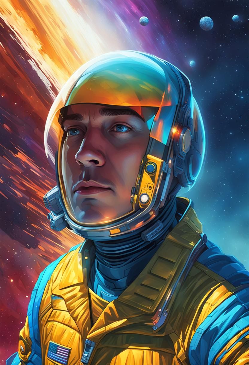 Astronaut Gazing at Cosmos in Hyper-Realistic Digital Art