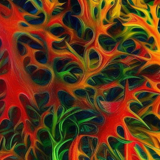 Lush Forest with Vines in Expressionist Style