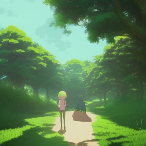 Green Day in Studio Ghibli Anime Style