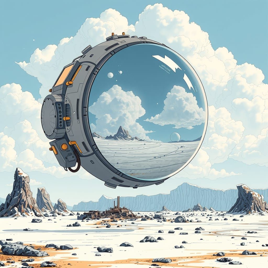 Icy Planet Explorer in Moebius Comic Style