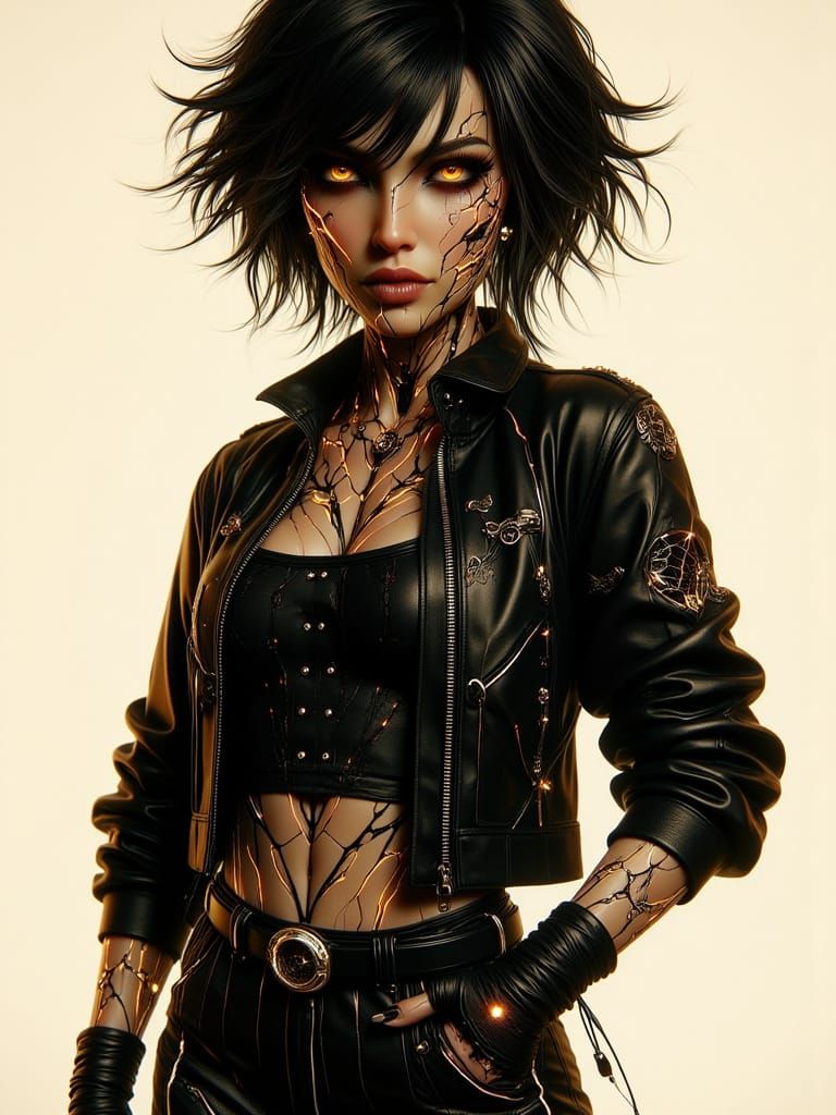 Futuristic Woman with Cybernetic Presence