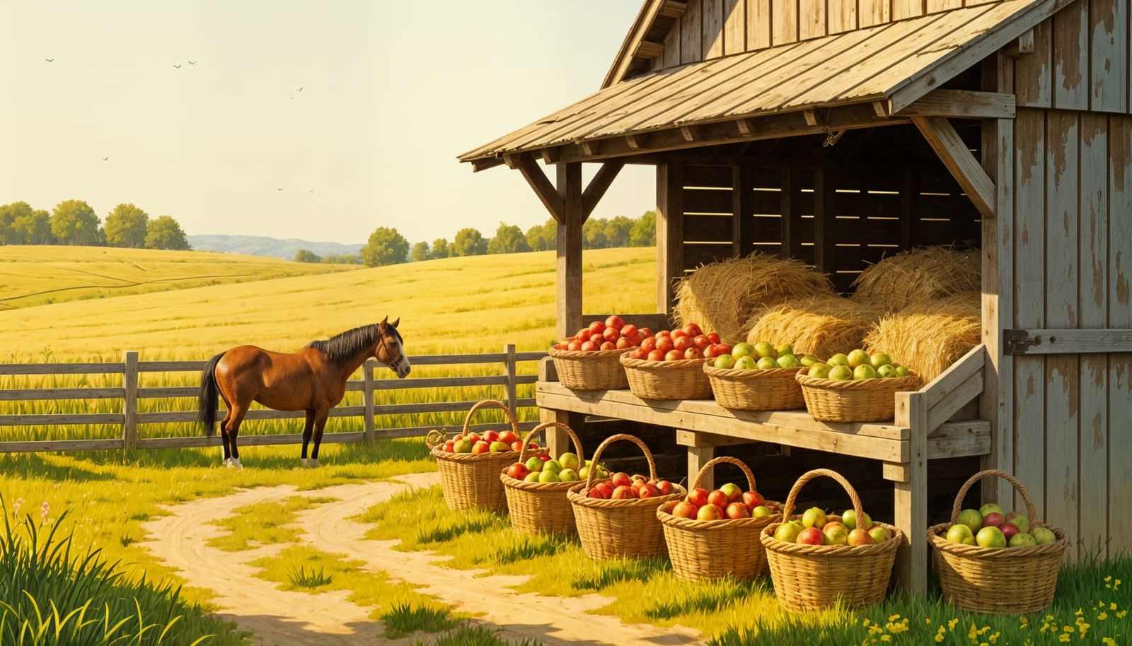 Rustic Horse Ranch Farmstand in Golden Fields