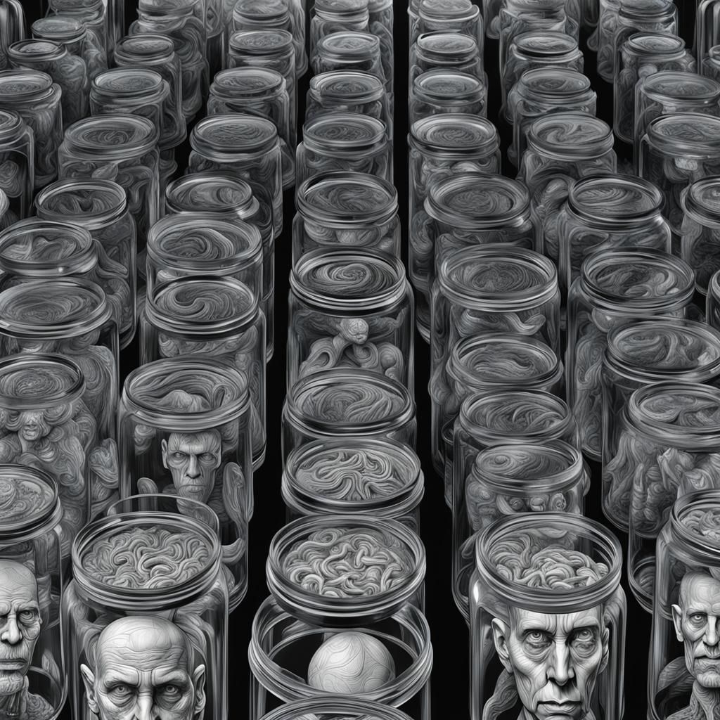 Giger-Style Preserved Human Heads in Underground Base