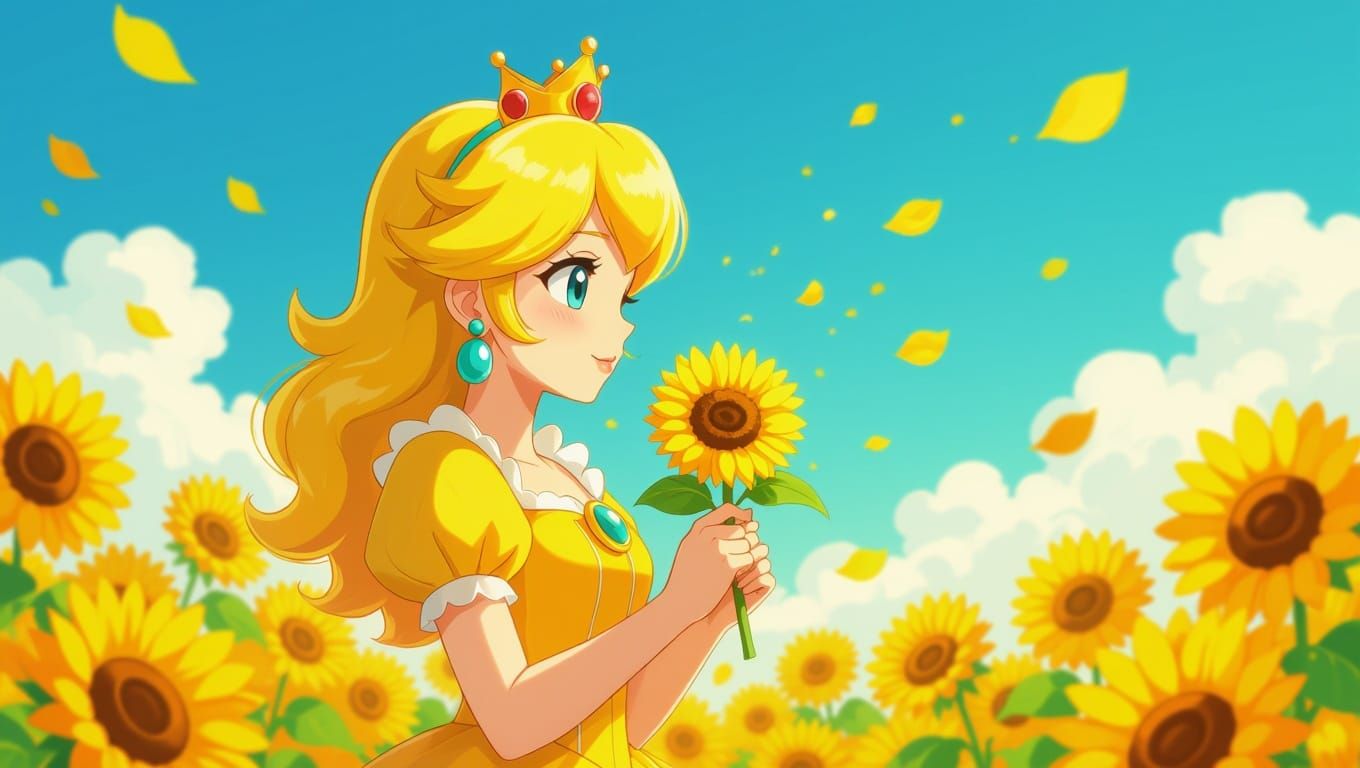 Princess Daisy in Vibrant Anime Art Style