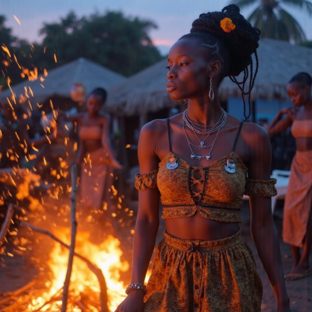 African Tribal Dancer in Triadic Colors