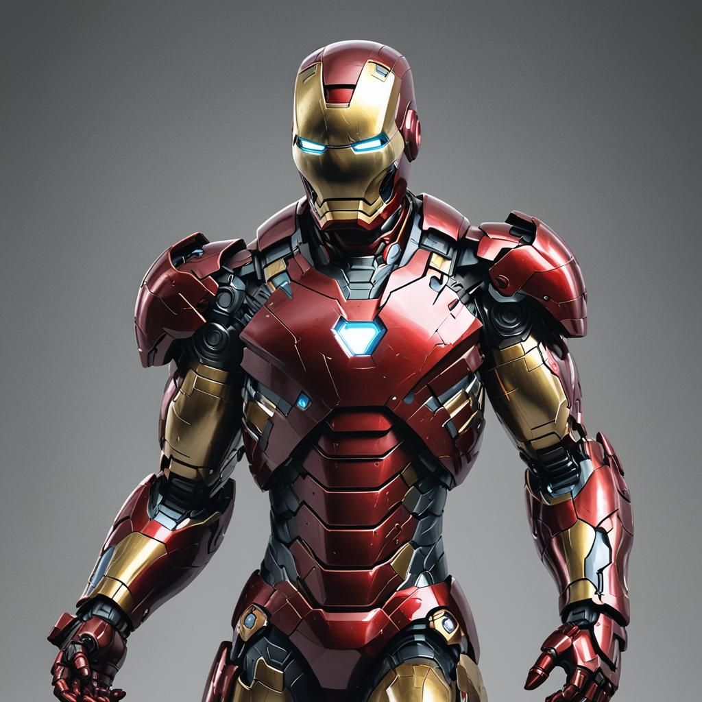 Anime Style 3D Iron Man Concept Art
