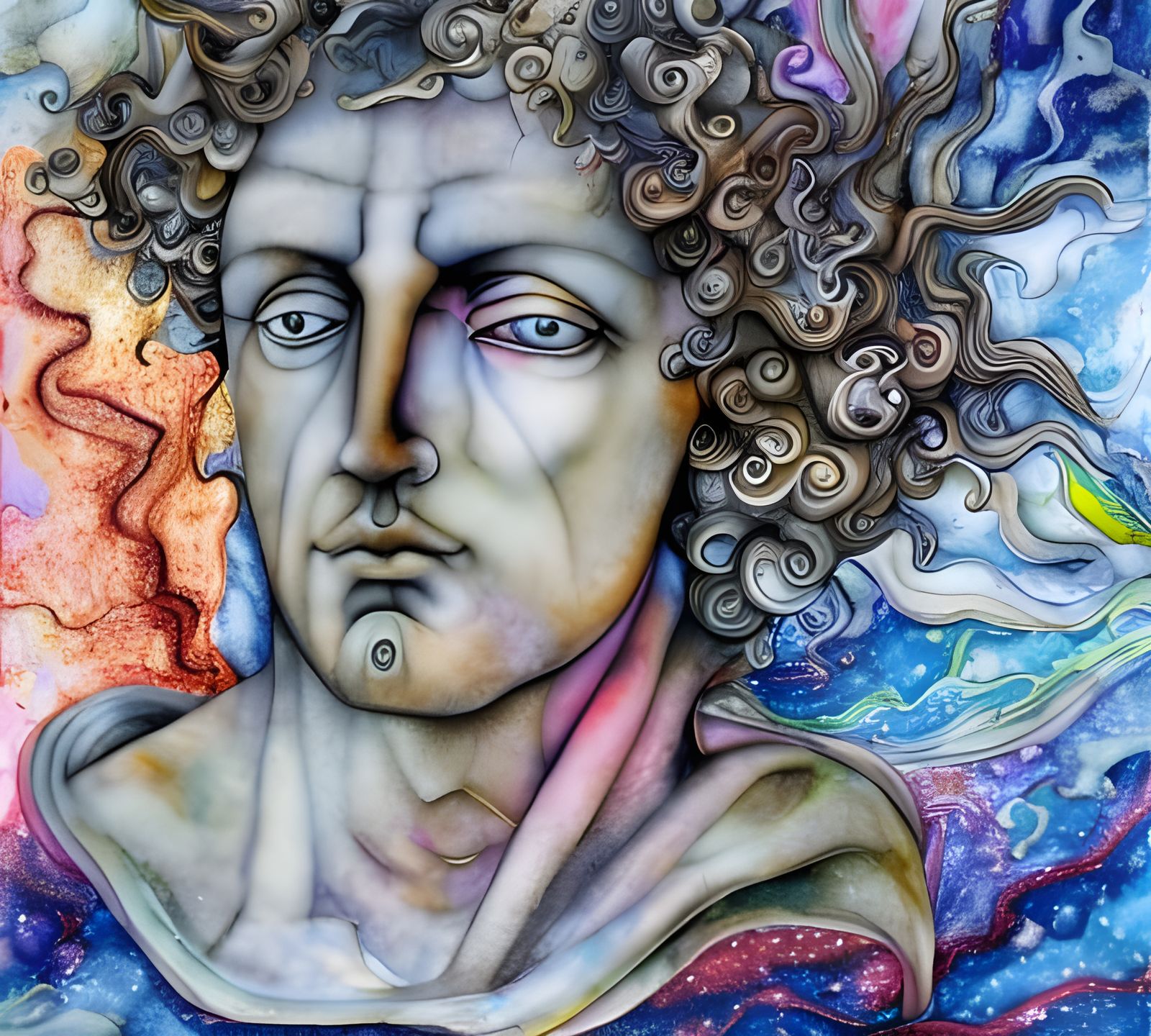 False Messiah Marble Statue in Apocalyptic Hellscape