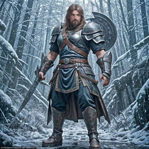 Epic Viking Templar Warrior in Winter Landscape