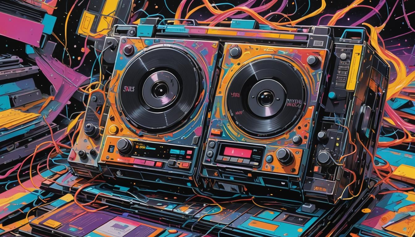 Retro-Futuristic Psychedelic Tech Mashup in Comic Book Style