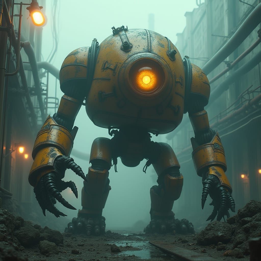 Industrial Anomaly in Dystopian Landscape