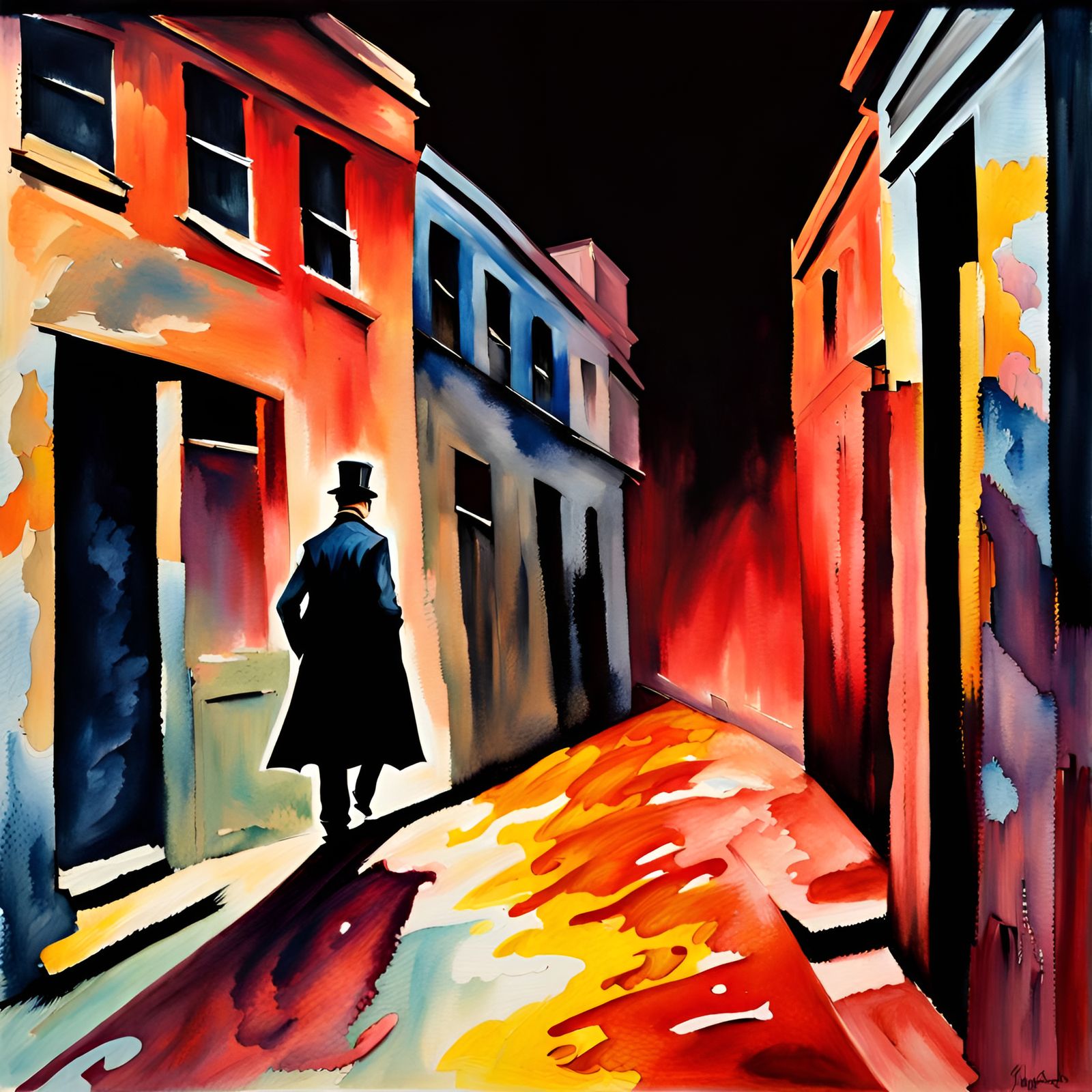 Abstract Jack the Ripper in Gouache Style