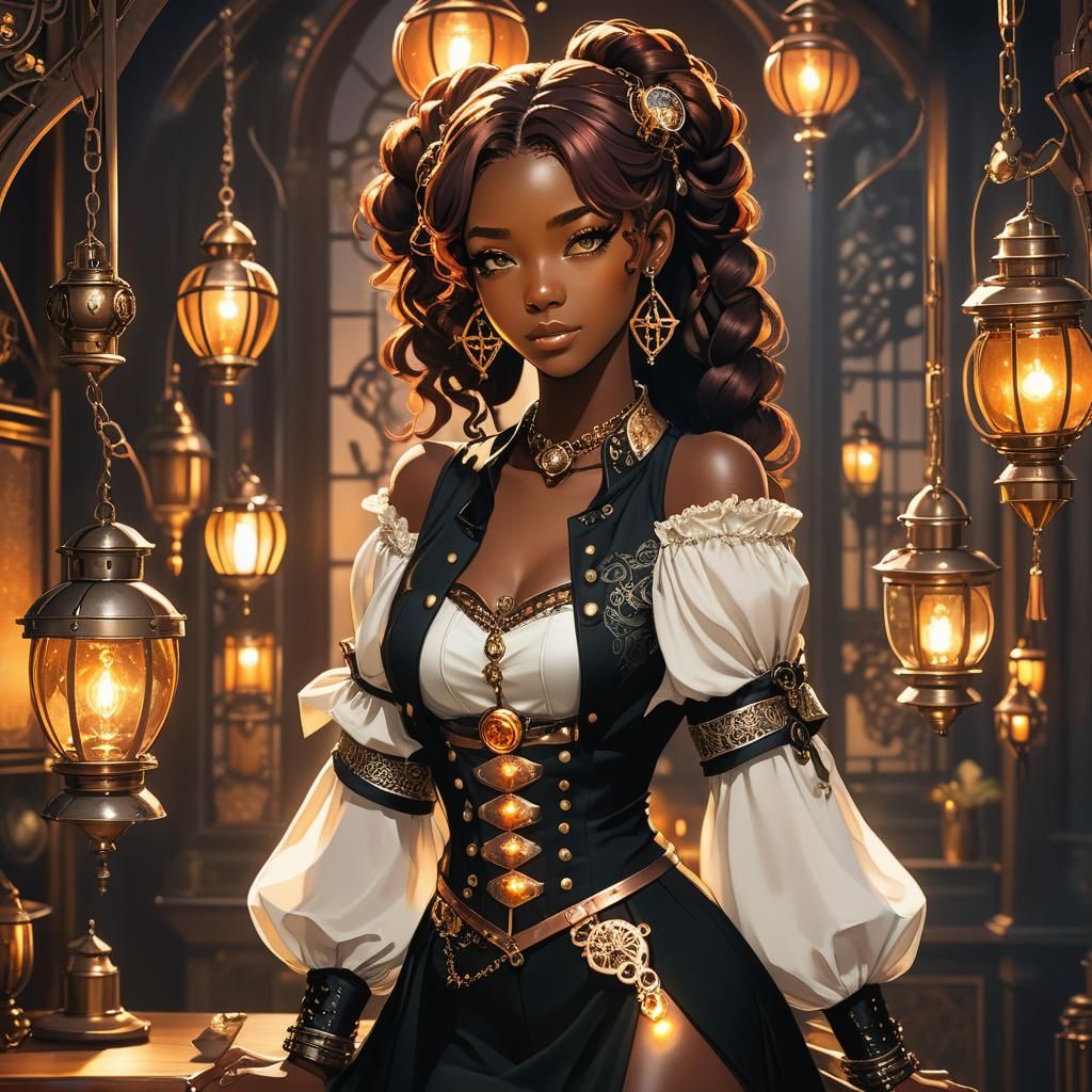 Steampunk Teen Beauty in Manhwa Style