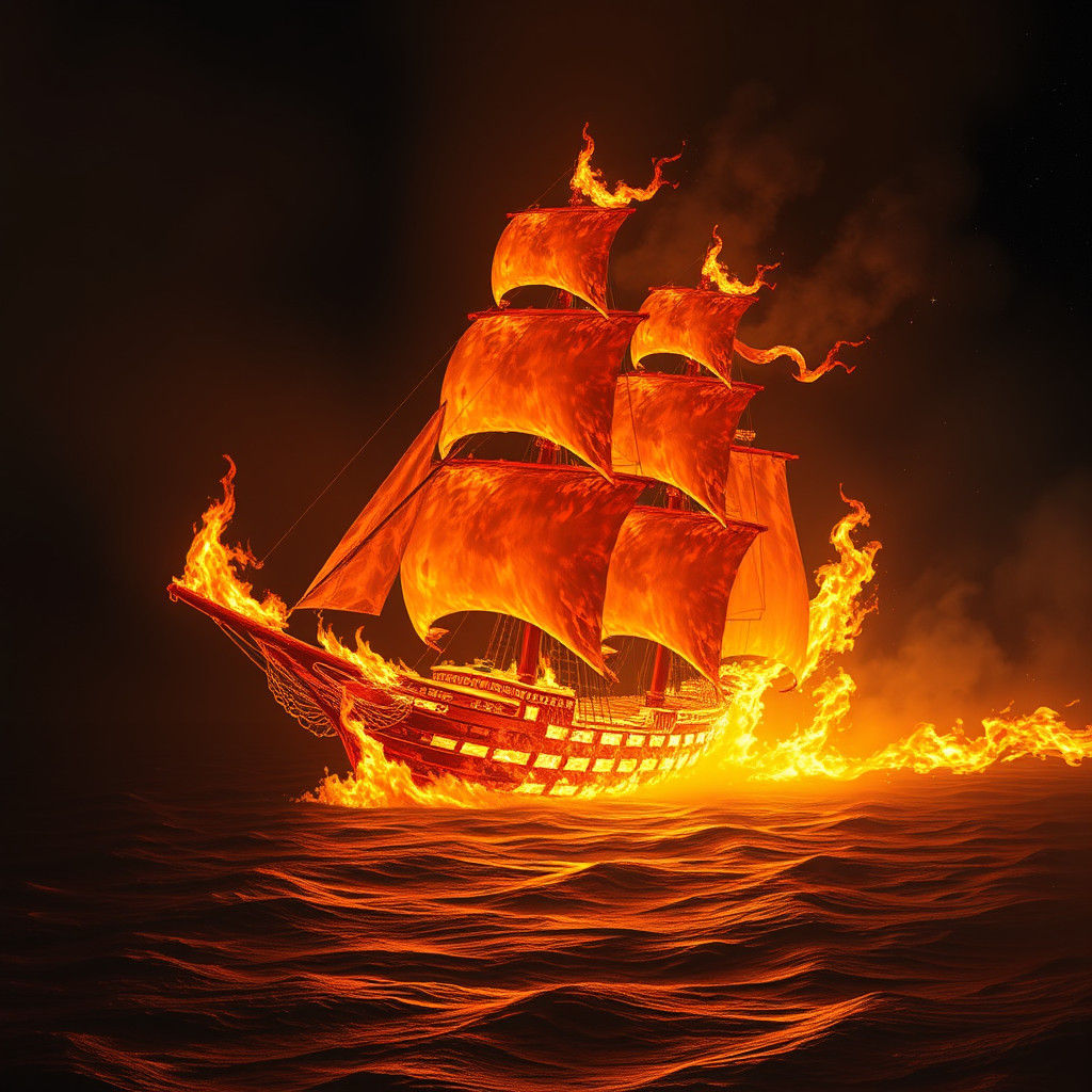 Majestic Ship Forged from Roaring Flames