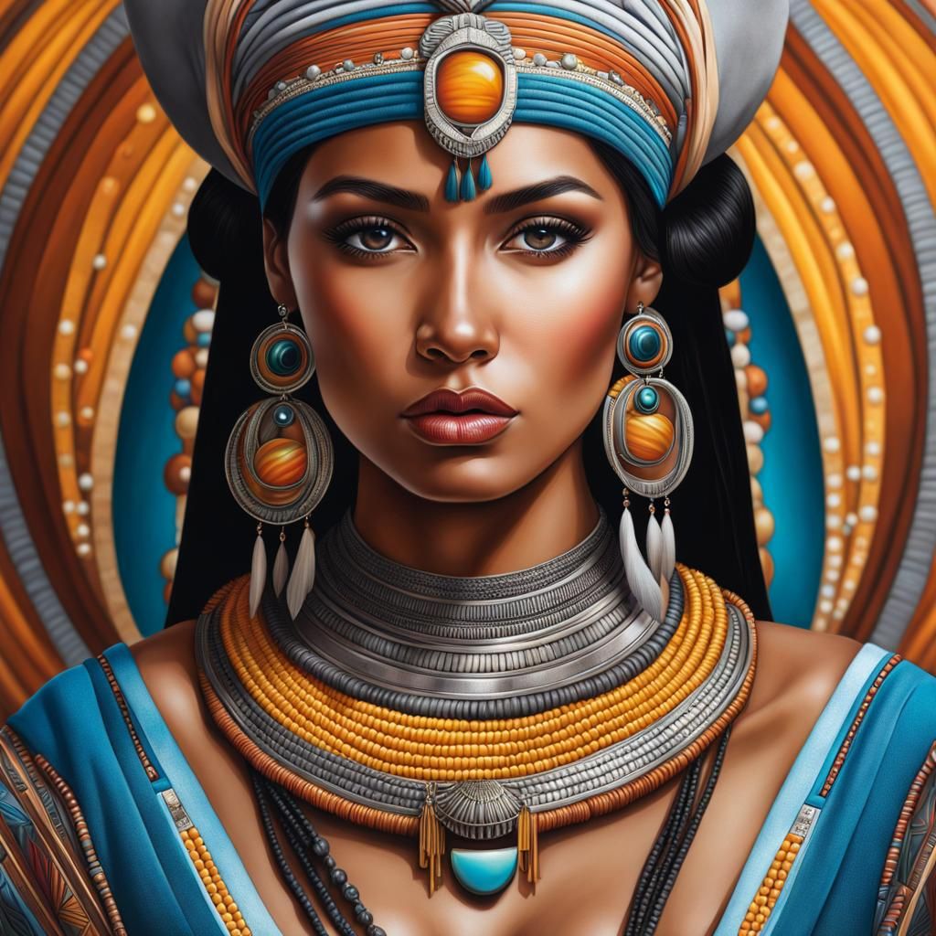 Indigenous Woman Portrait with Futuristic Jewellery