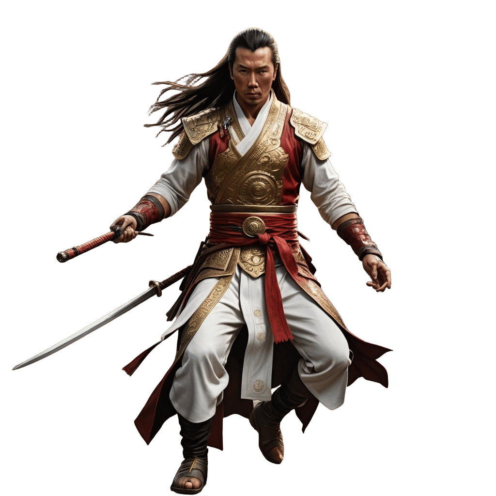 Monk Warrior in Chinese Leather Armor, Digital Art