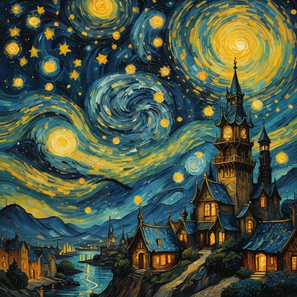 Van Gogh Painting Starry Night: Digital Art