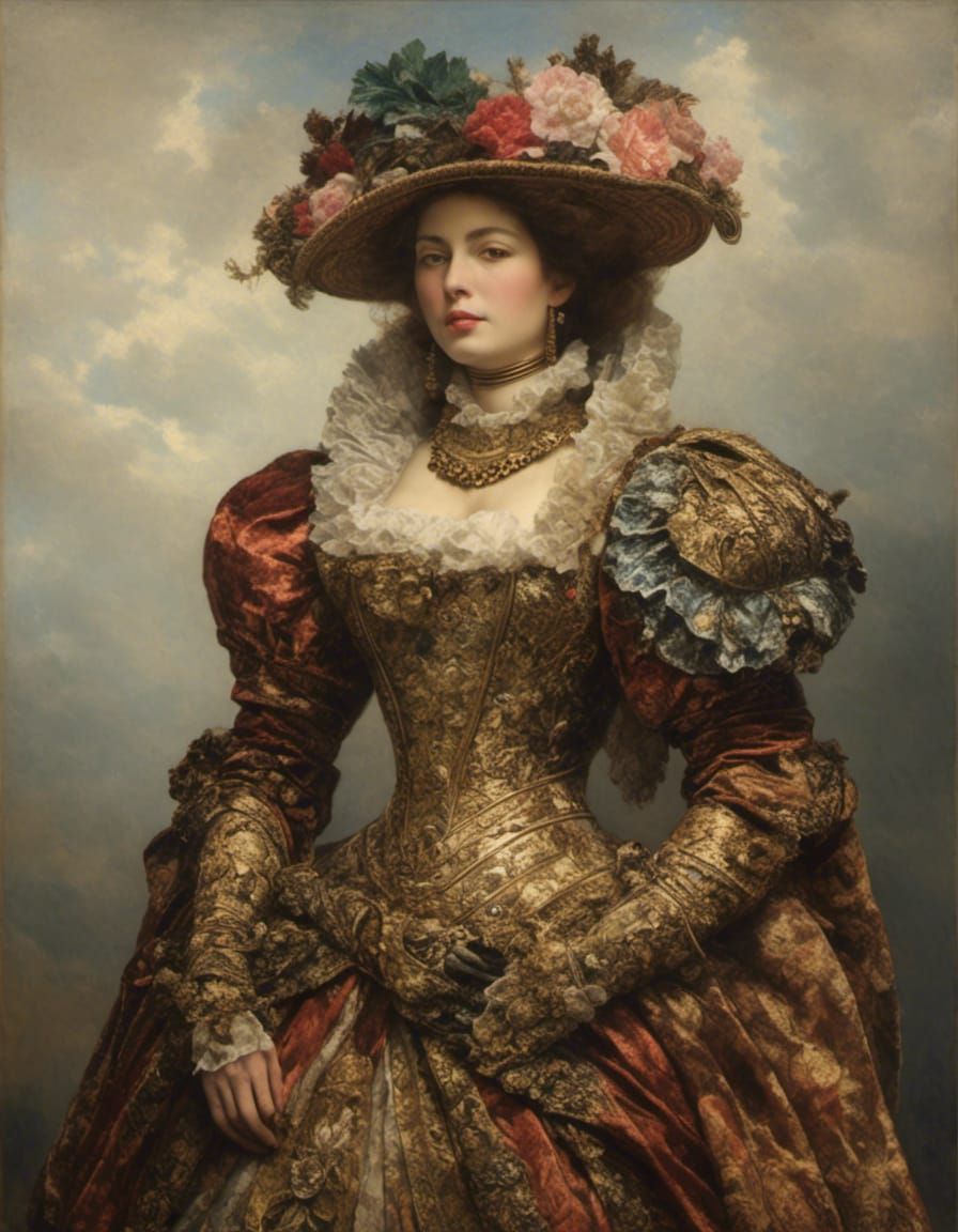 Woman in Wooden Dress with Hyperrealistic Details