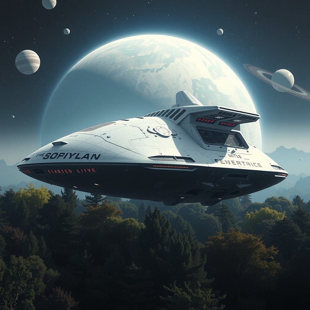 Sleek, Futuristic Spacecraft Dominates Hyper-Realistic Lands...