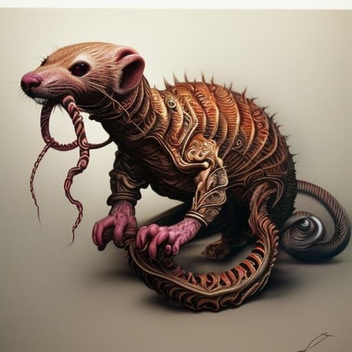 Terrifying Metallic Ferret Painting