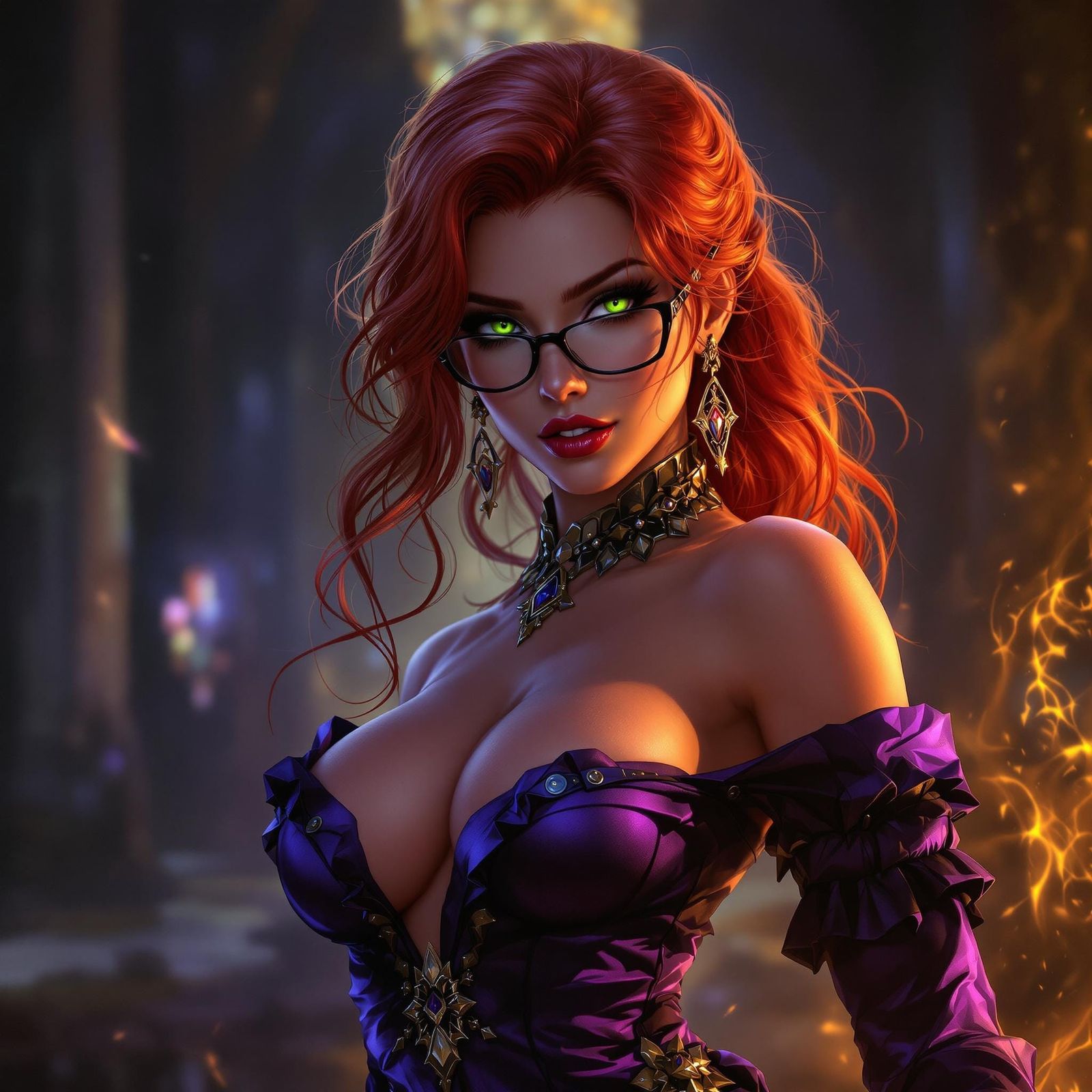 Red-Haired Woman in Dark Fantasy Style
