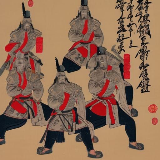 Ancient Chinese Army in Karate Poses