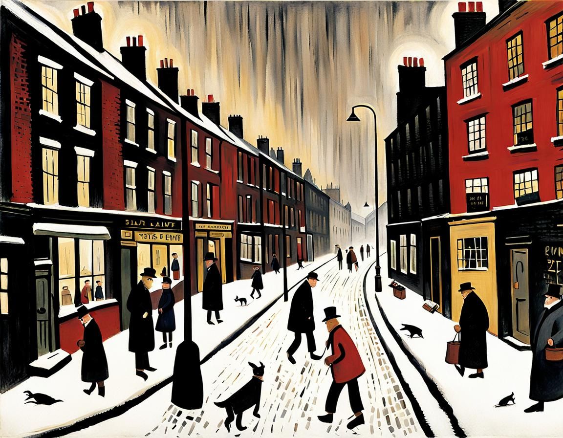 Bleak Industrial Landscape in Lowry Style