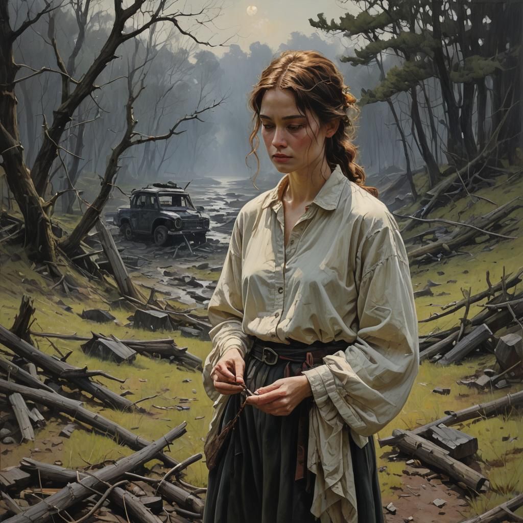 Endurance in Darkness: An Oil Painting