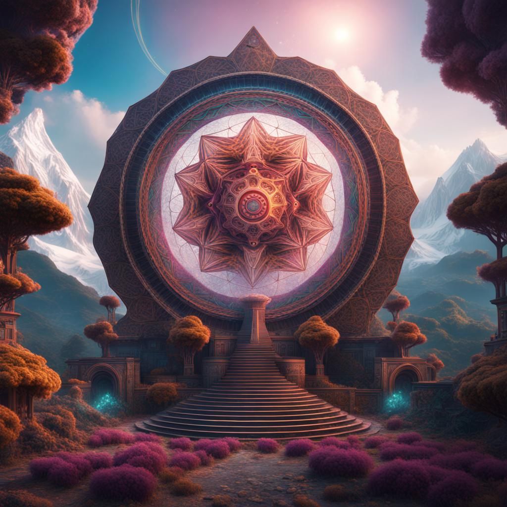 Sacred Geometry: DMT and Pachamama in Detailed Matte Paintin...