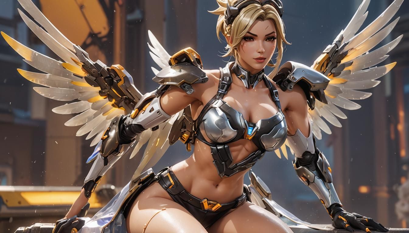 Hyperrealistic Overwatch Character in Transparent Bikini