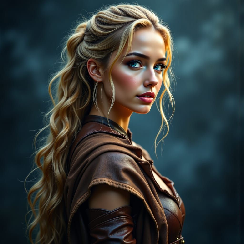 Gorgeous Norse Goddess Portrait in Hyperrealistic Style