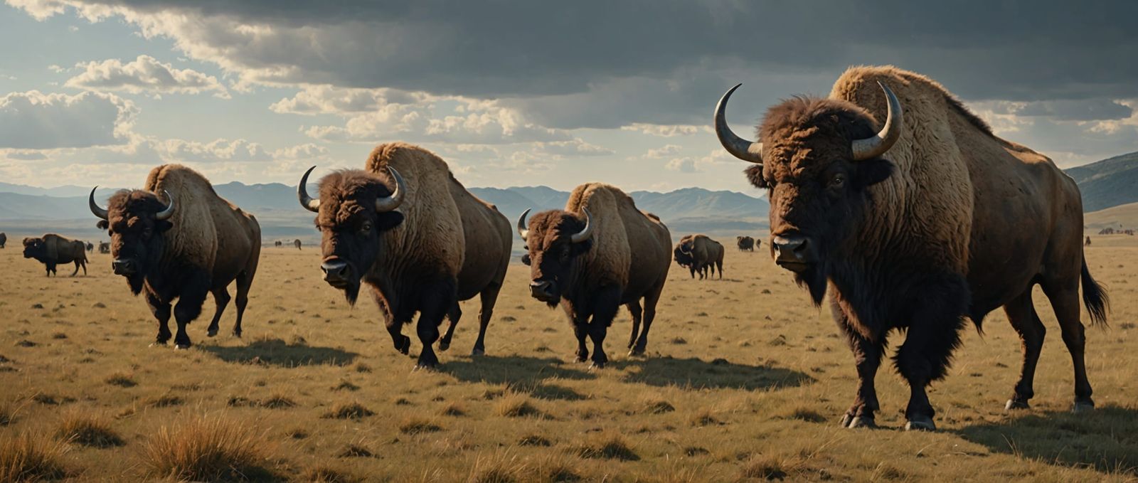 Bisons Roam Open Field: Digital Matte Painting