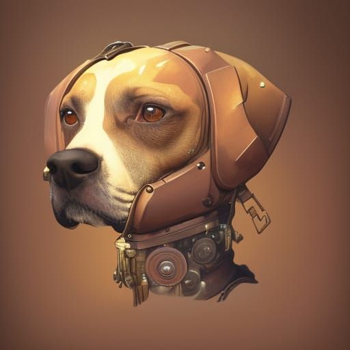 Steampunk Dog Portrait in Detailed Art Style