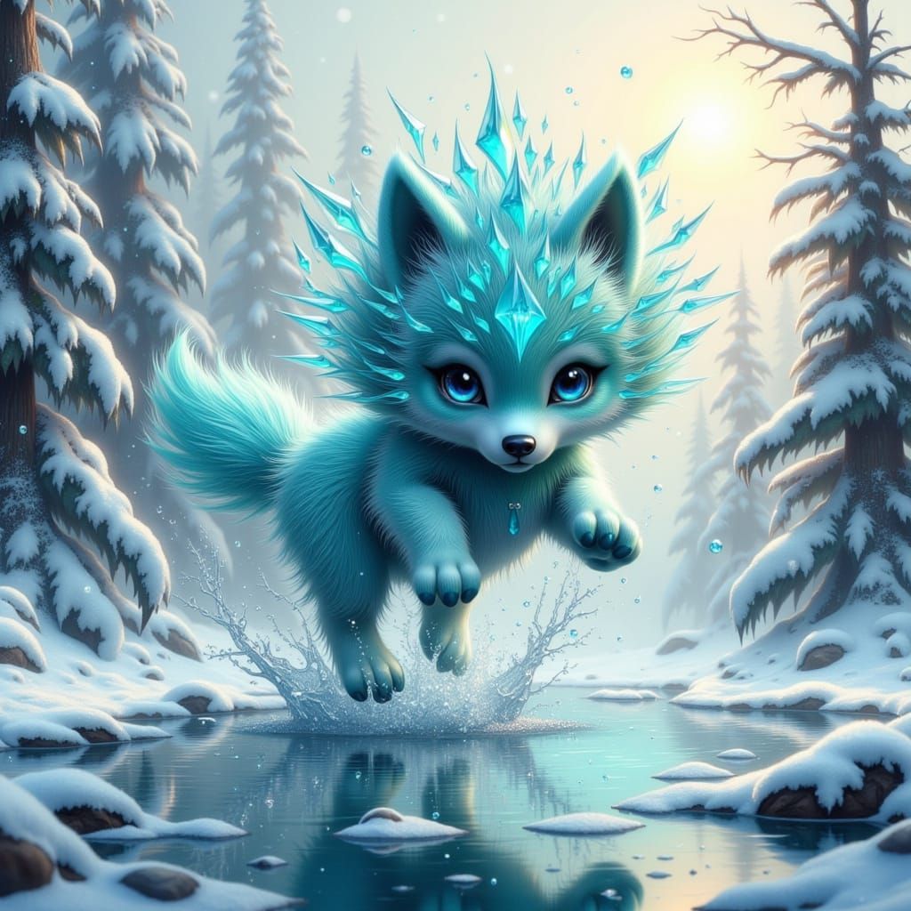 Crystal Puppy Leaps into Winter Wonderland in Dreamy Waterco...