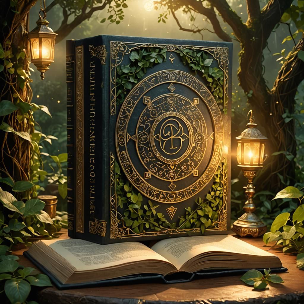 Mystical Tome on Pedestal in Golden Light