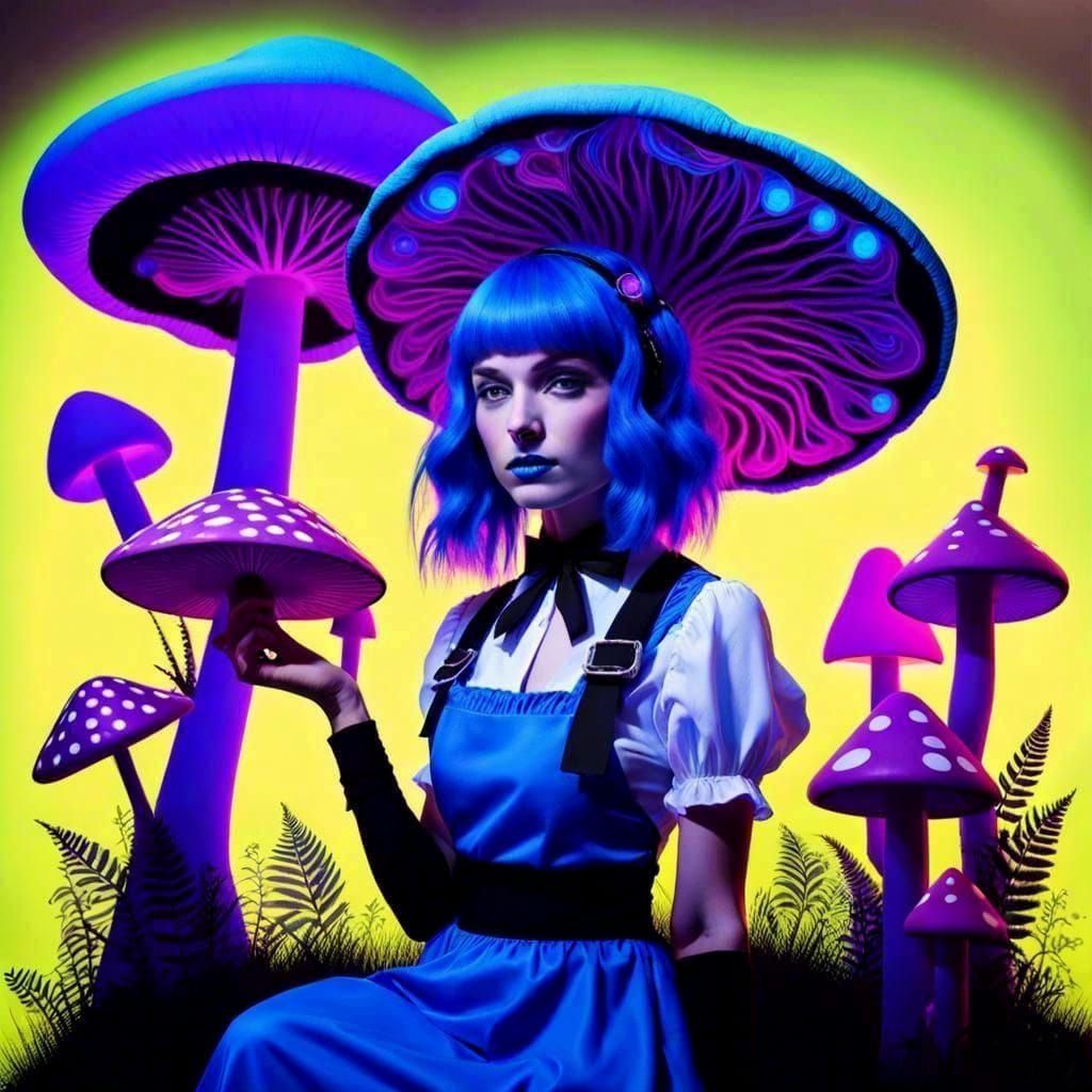 Alice in Blacklight Wonderland: A Photorealistic UV Painting