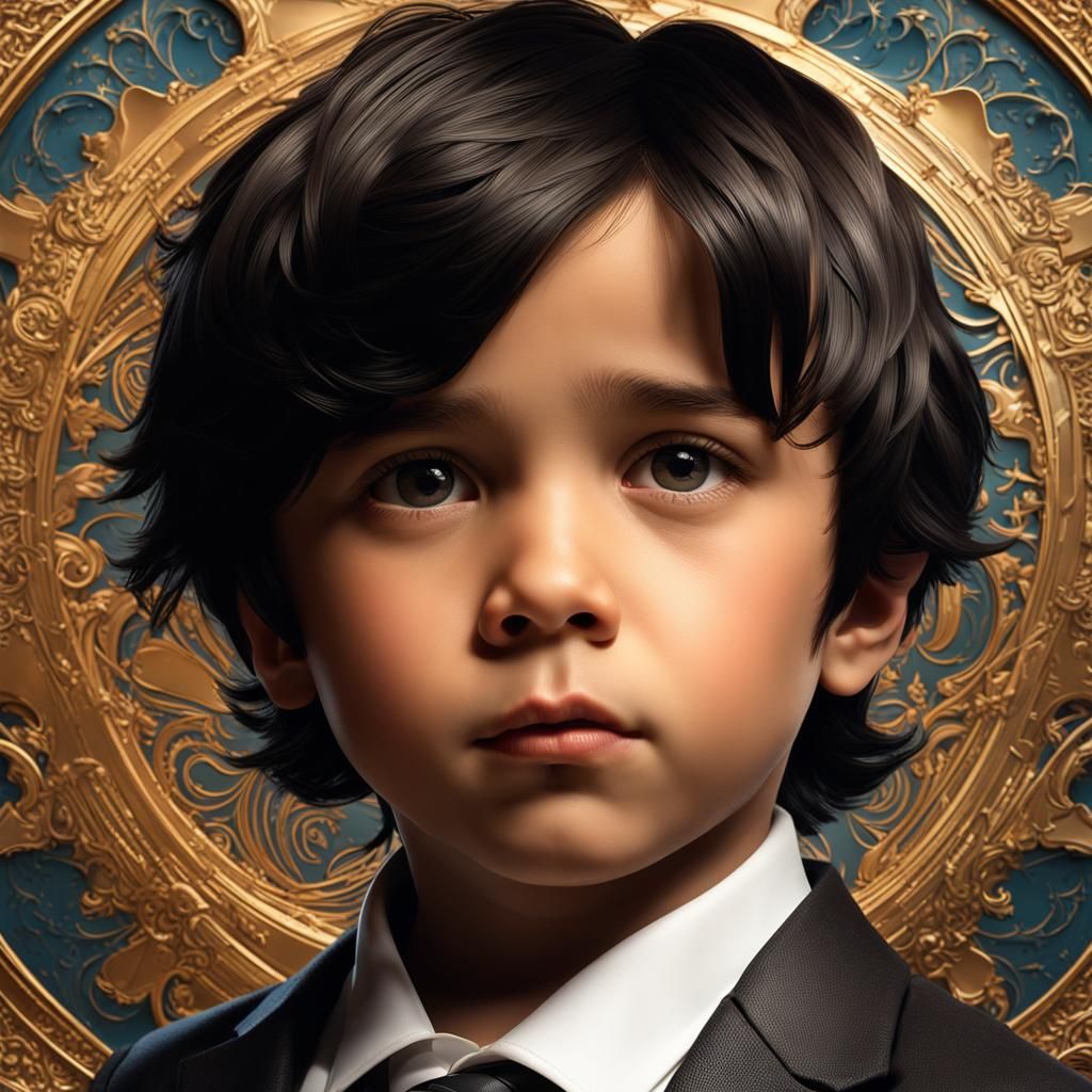 Hispanic Boy Portrait in Hyperdetailed Matte Photography