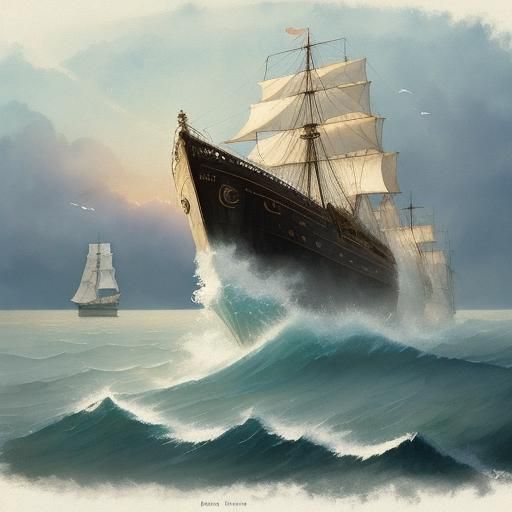 Whimsical Whale and Ship in Watercolor Style