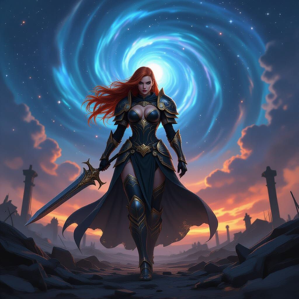 Valkyrie Warrior on Battlefield in 3D Anime Style