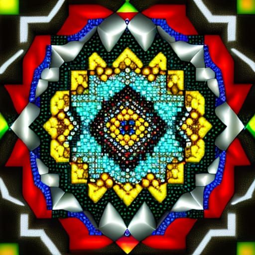 Abstract Fractal Art with Pearls and Gemstones