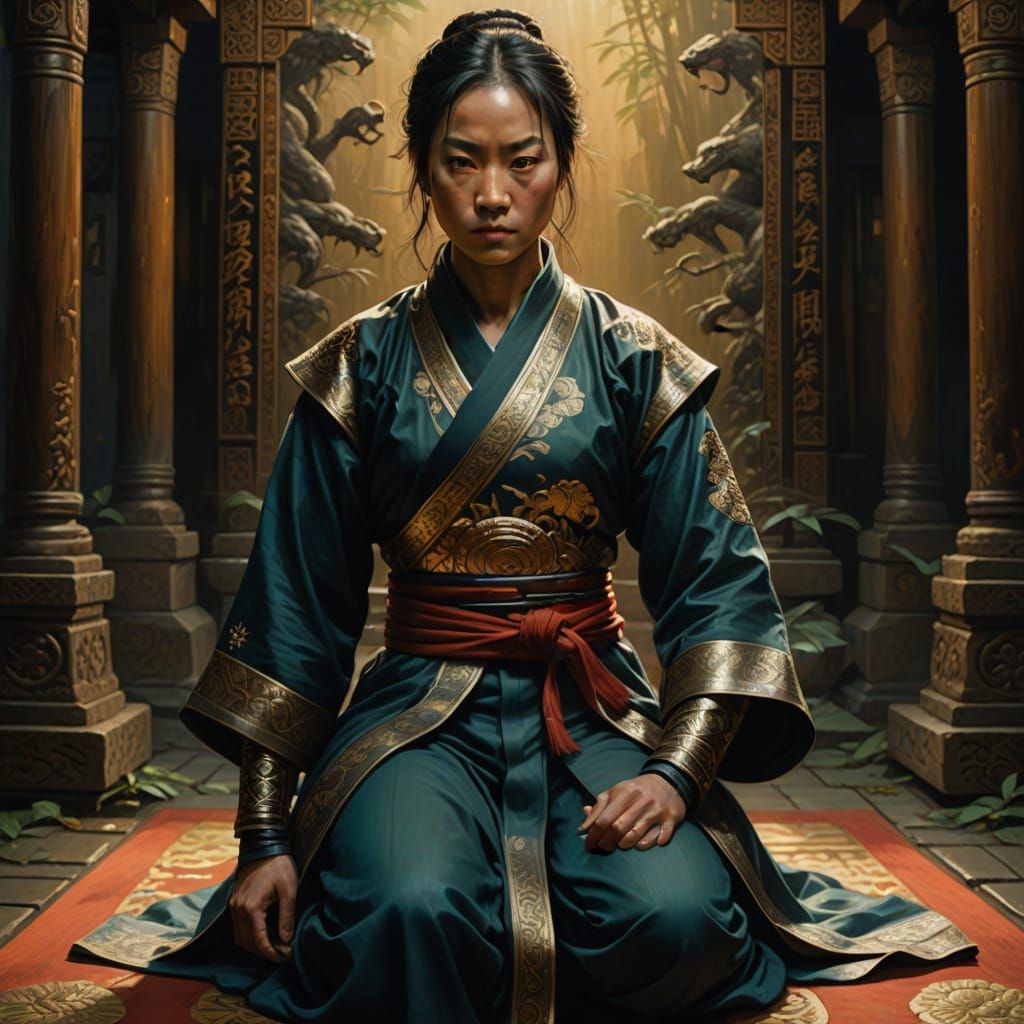 Dynamic Oil Painting Portrait: Crouching Tiger Heroine