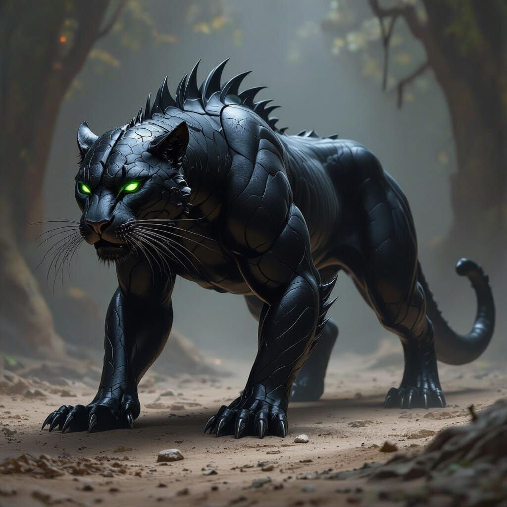 Jaguar Dragon Hybrid in Dark Fantasy Art Style