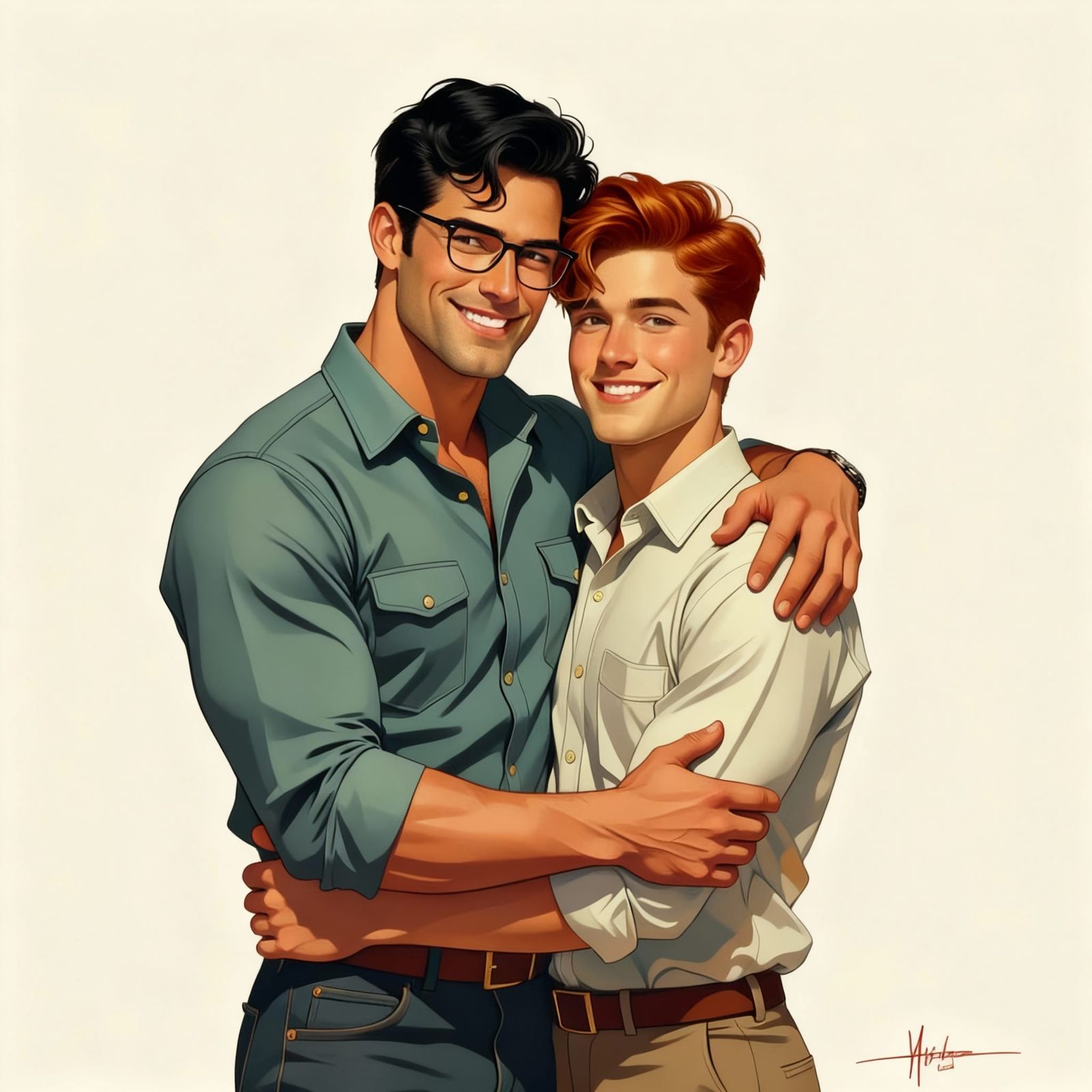 Clark Kent and Jimmy Olsen Embrace, in Romantic Realism