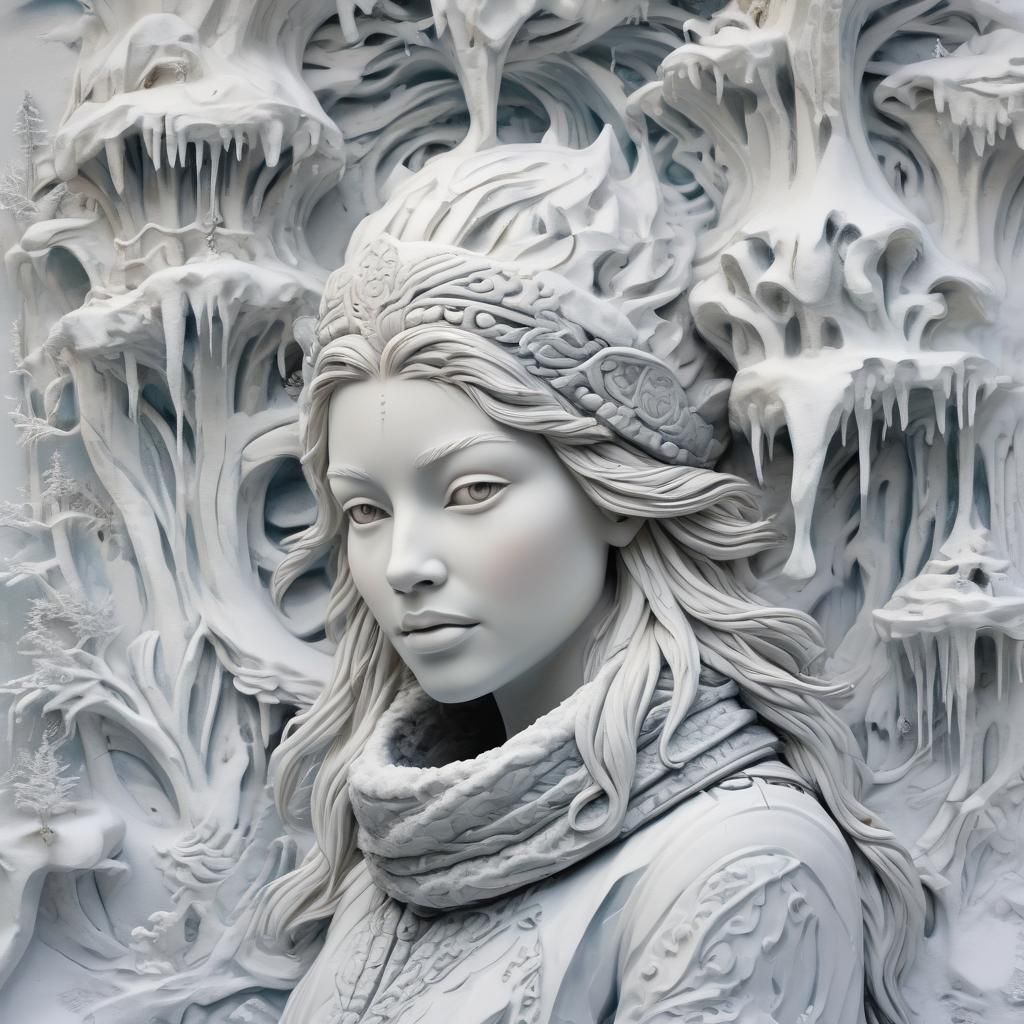 Snow Sculpture in Painterly Style