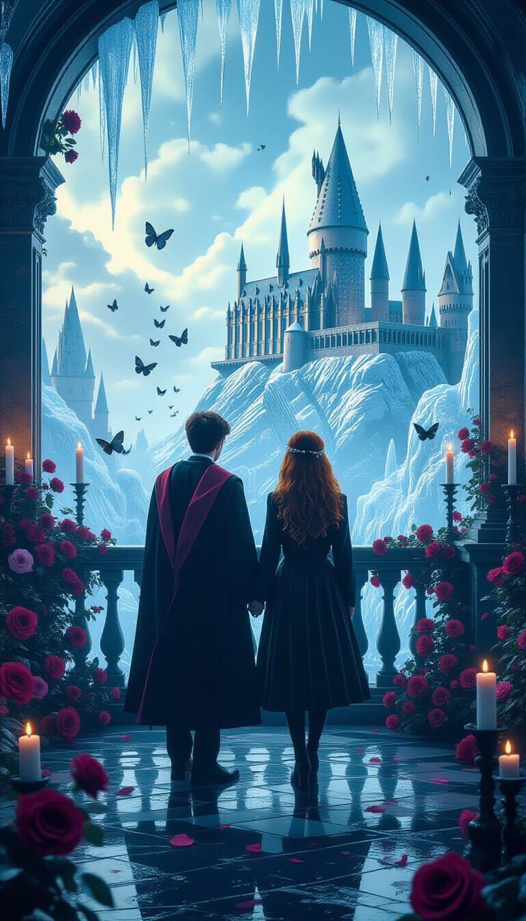 Harry Potter and Ginny in Cyberpunk Surrealism